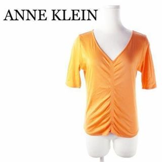 アンクライン(ANNE KLEIN)のアンクライン 五分袖カットソー ギャザー M オレンジ 230426AO12A(カットソー(半袖/袖なし))