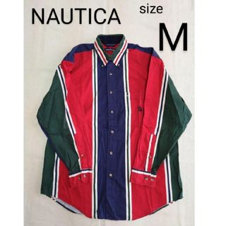 ノーティカ(NAUTICA)の【NAUTICA】ノーティカ　90年代　古着　Mサイズ　マルチカラー　ストライプ(シャツ)