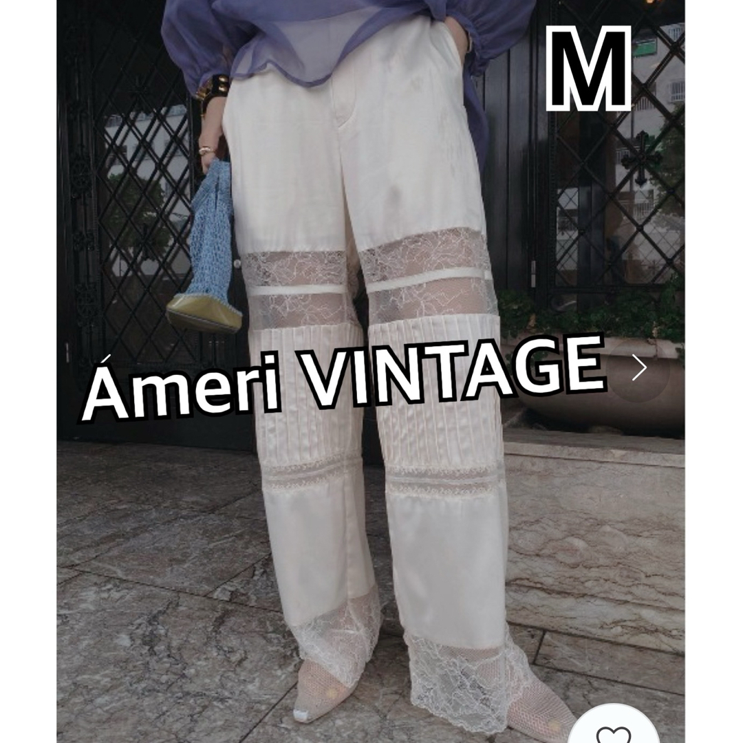 Ameri VINTAGE(アメリヴィンテージ)のAmeri アメリヴィンテージ　透かしレースとろみイージーパンツM★ベージュ レディースのパンツ(カジュアルパンツ)の商品写真