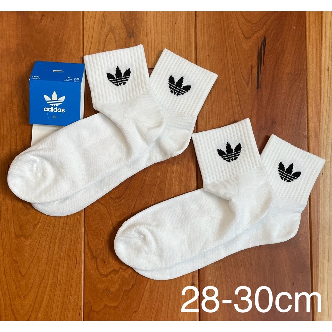 Originals（adidas）(オリジナルス)の新品　アディダス　28-30cm  ミッドカットアンクルソックス　白2足セット メンズのレッグウェア(ソックス)の商品写真