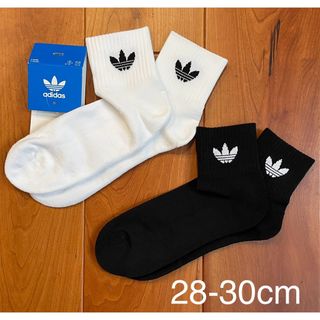 オリジナルス(Originals（adidas）)の新品　アディダス　28-30cm  ミッドカットアンクルソックス　白黒2足セット(ソックス)