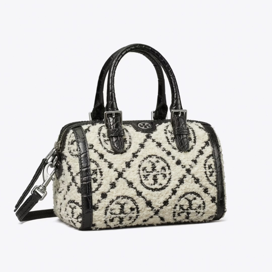 Tory Burch - トリーバーチ Tモノグラム ブークレ ミニバレル Tory Burch - トリーバーチ Tモノグラム ブークレ ミニバレル