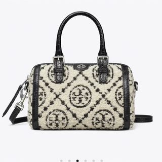 トリーバーチ(Tory Burch)のトリーバーチ Tモノグラム ブークレ ミニバレルバッグ(ハンドバッグ)