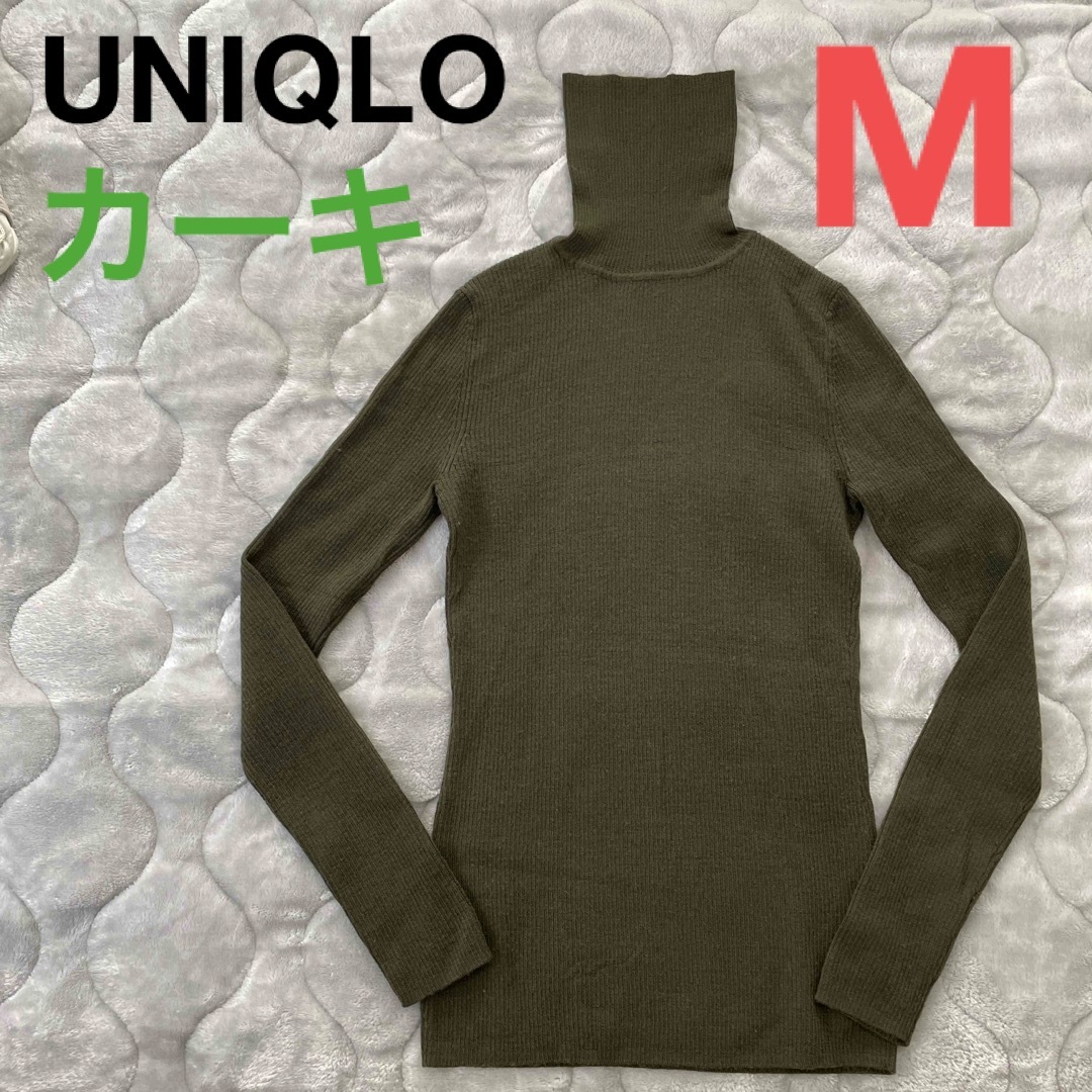 【3月末迄】UNIQLOエクストラファインメリノリブタートルネックセーターカーキ | フリマアプリ ラクマ