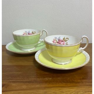 エインズレイ(Aynsley China)の英国製　AYNSLEY ゴールドリーフローズ　ティーカップ　黄色と黄緑　C/S (グラス/カップ)