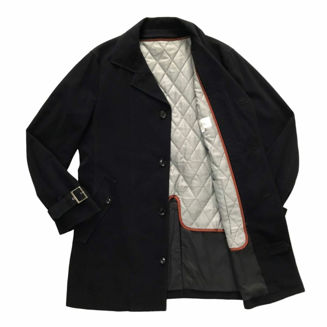 MONSIEUR NICOLE(ムッシュニコル)のムッシュニコル クロスステッチ中綿入りライナー付 チェスターコート ブラック48 メンズのジャケット/アウター(チェスターコート)の商品写真