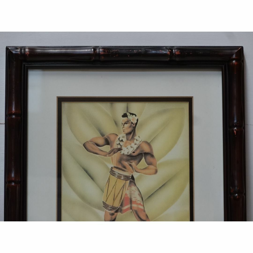 エリック・ギル Vintage Hawaiian Art バンブ－額装 エンタメ/ホビーの美術品/アンティーク(絵画/タペストリー)の商品写真