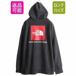 ザノースフェイス(THE NORTH FACE)のノースフェイス 両面 プリント スウェット フード パーカー メンズ XL 古着 The North Face プルオーバー 裏起毛 トレーナー アウトドア 黒(パーカー)