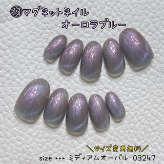 ㊸ネイルチップ ハンドメイド マグネット オーロラブルー(つけ爪/ネイルチップ)