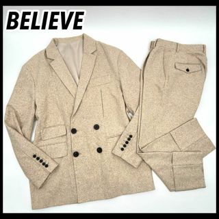 【カジュアルスーツ】Believe ダブルセットアップスーツ ベージュ 52(セットアップ)