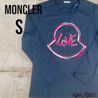 モンクレール(MONCLER)のモンクレール フロッキープリント ロンT ブラックS 新品未使用(Tシャツ(長袖/七分))