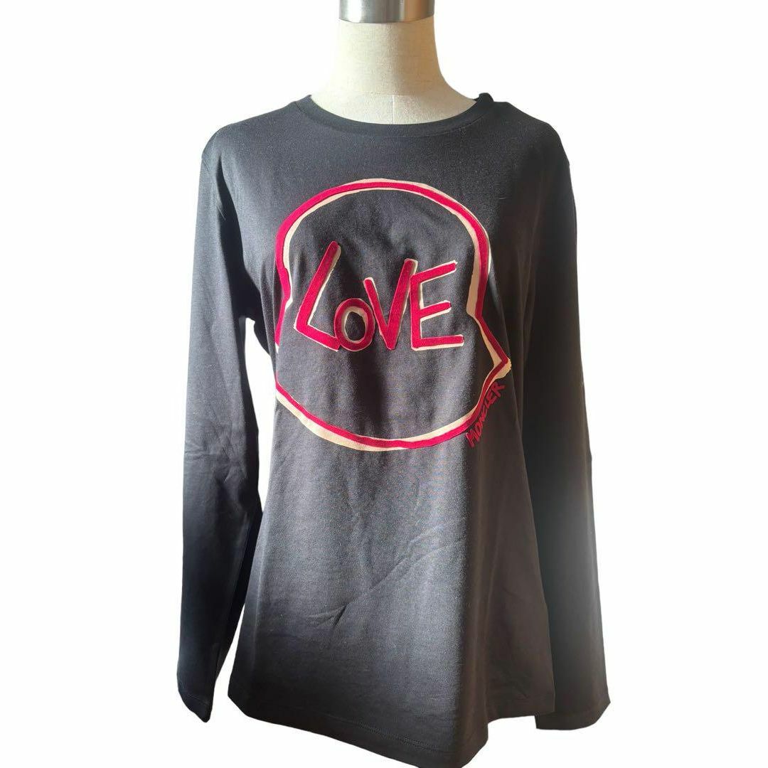 MONCLER(モンクレール)のモンクレール フロッキープリント ロンT ブラックM 新品未使用 レディースのトップス(Tシャツ(長袖/七分))の商品写真