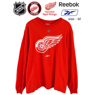 リーボック(Reebok)のNHL　デトロイト・レッドウィングス　長袖Ｔシャツ　Ｍ　赤　USA古着(Tシャツ/カットソー(七分/長袖))