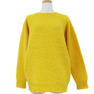 SHETLAND WOOLLEN CO. シェットランドウーレン ニット ウール セーター イエロー M プルオーバー クルーネック 長袖 シャギードッグ トップス カットソー 大人 きれいめ オフィス カジュアル シンプル 無地【レディース】【中古】(ニット/セーター)