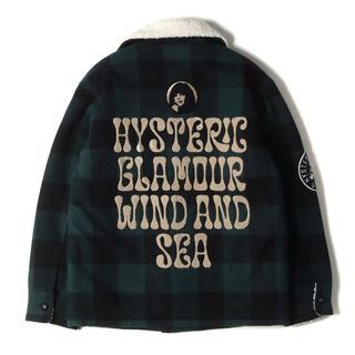 ヒステリックグラマー(HYSTERIC GLAMOUR)の新品同様 HYSTERIC GLAMOUR ヒステリックグラマー コート サイズ:S 23AW WIND AND SEA ガール ウーマン ワッペン 裏ボア バッファロー チェック ランチ コート Ranch Coat グリーン ブラック アウター ジャケット ブルゾン コラボ【メンズ】【中古】(その他)