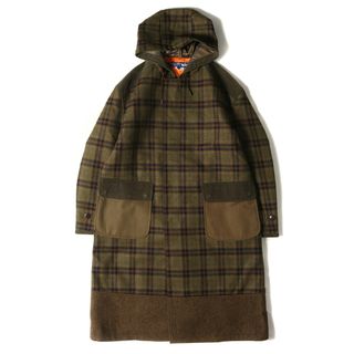 美品 JUNYA WATANABE MAN COMME des GARCONS ジュンヤワタナベ マン コムデギャルソン コート サイズ:S 19AW チェック ウール ツイード 切替 フーデッド コート 再構築 ダッフル 中綿 カーキ ブラウン系 アウター ジャケット ブルゾン【メンズ】【中古】(その他)