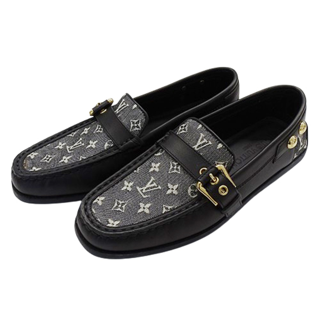 LOUIS VUITTON(ルイヴィトン)のルイ・ヴィトン LOUIS VUITTON 靴 レディース ブランド ドライビングシューズ モノグラムミニ レザー キャンバス ブラック 34 1/2 約21.5cm 【中古】 レディースの靴/シューズ(その他)の商品写真