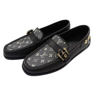 ルイヴィトン(LOUIS VUITTON)のルイ・ヴィトン LOUIS VUITTON 靴 レディース ブランド ドライビングシューズ モノグラムミニ レザー キャンバス ブラック 34 1/2 約21.5cm 【中古】(その他)