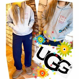 アグ(UGG)の完売しました。。。。。。②上下✨UGG✨ダブルロゴ刺繍✨パーカーM＆パンツL✨紺(パーカー)