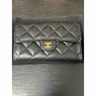 シャネル(CHANEL)のCHANELシャネル　キャビアスキン　ミディアムウォレット　三つ折り財布　ココ(財布)