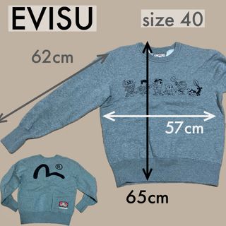 EVISU グレー　メンズトレーナー　バカボン　バックプリントカモメ(スウェット)