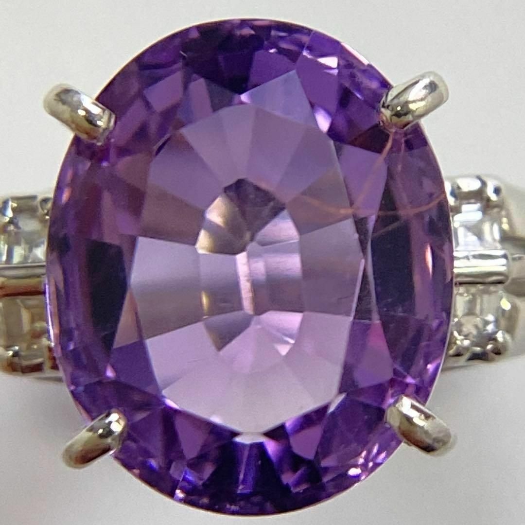 プラチナ　天然アメジストリング　6.24ct　サイズ11号　6.9ｇ　Pt850 レディースのアクセサリー(リング(指輪))の商品写真