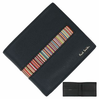 ポールスミス(Paul Smith)のポールスミス 二つ折り 財布 メンズ レディース マルチカラー ストライプ ブラック 新品 158629(折り財布)