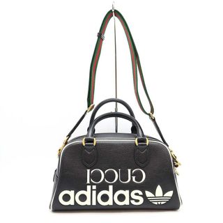 グッチ(Gucci)のGUCCI×adidas グッチ×アディダス Mini Duffle Bag 2WAY ミニレザーダッフル ショルダーバッグ 702397 ブラック(ショルダーバッグ)