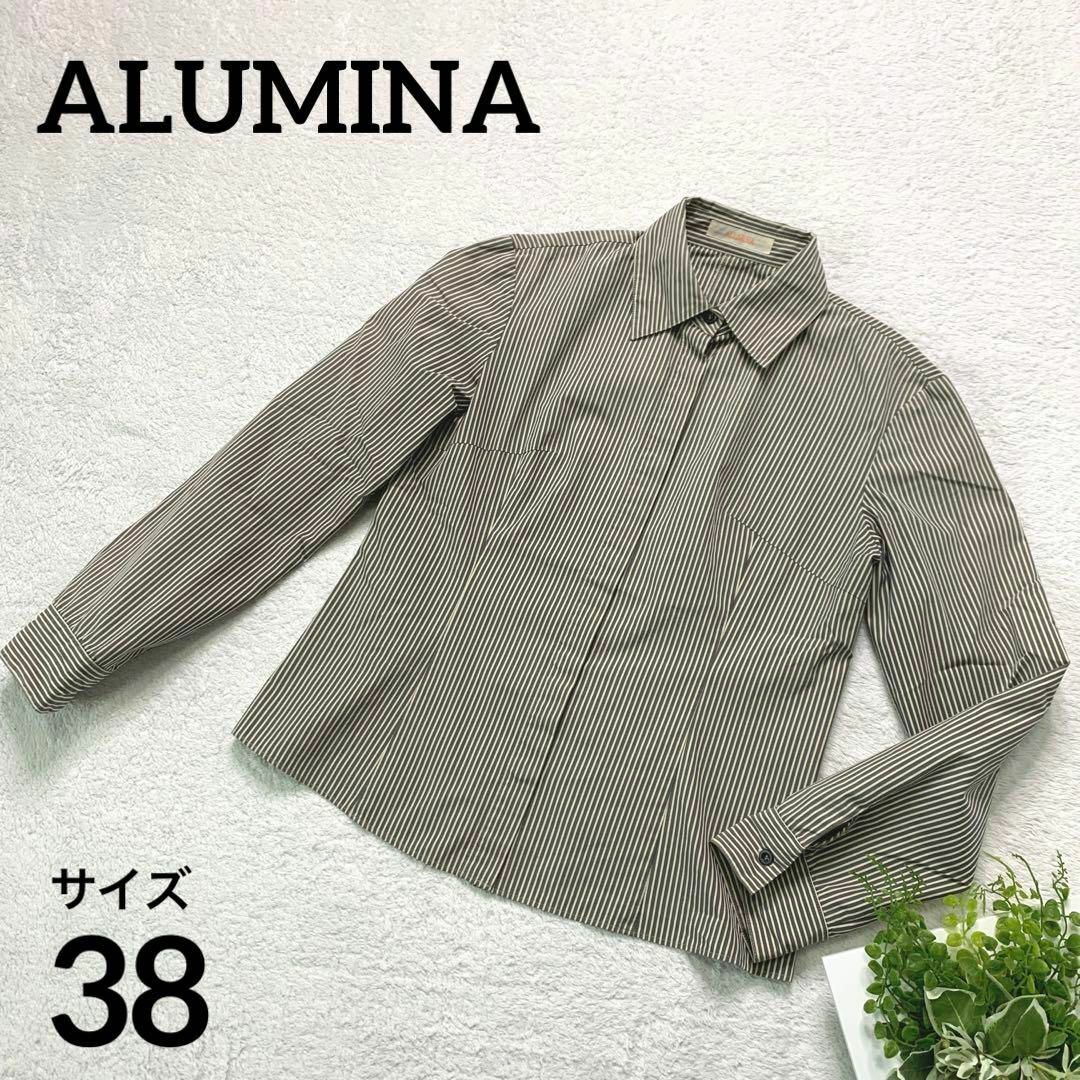 ALUMINA アルミナ　ストライプシャツ　38サイズ　オフィス　仕事 レディースのトップス(シャツ/ブラウス(長袖/七分))の商品写真