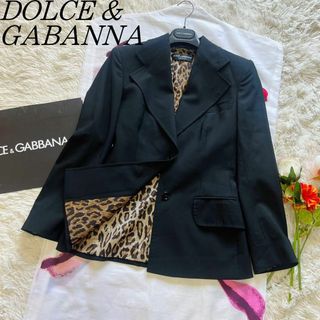 ドルチェアンドガッバーナ(DOLCE&GABBANA)の【美品】DOLCE&GABANNA ジャケット ブラック レオパード 40 L(テーラードジャケット)