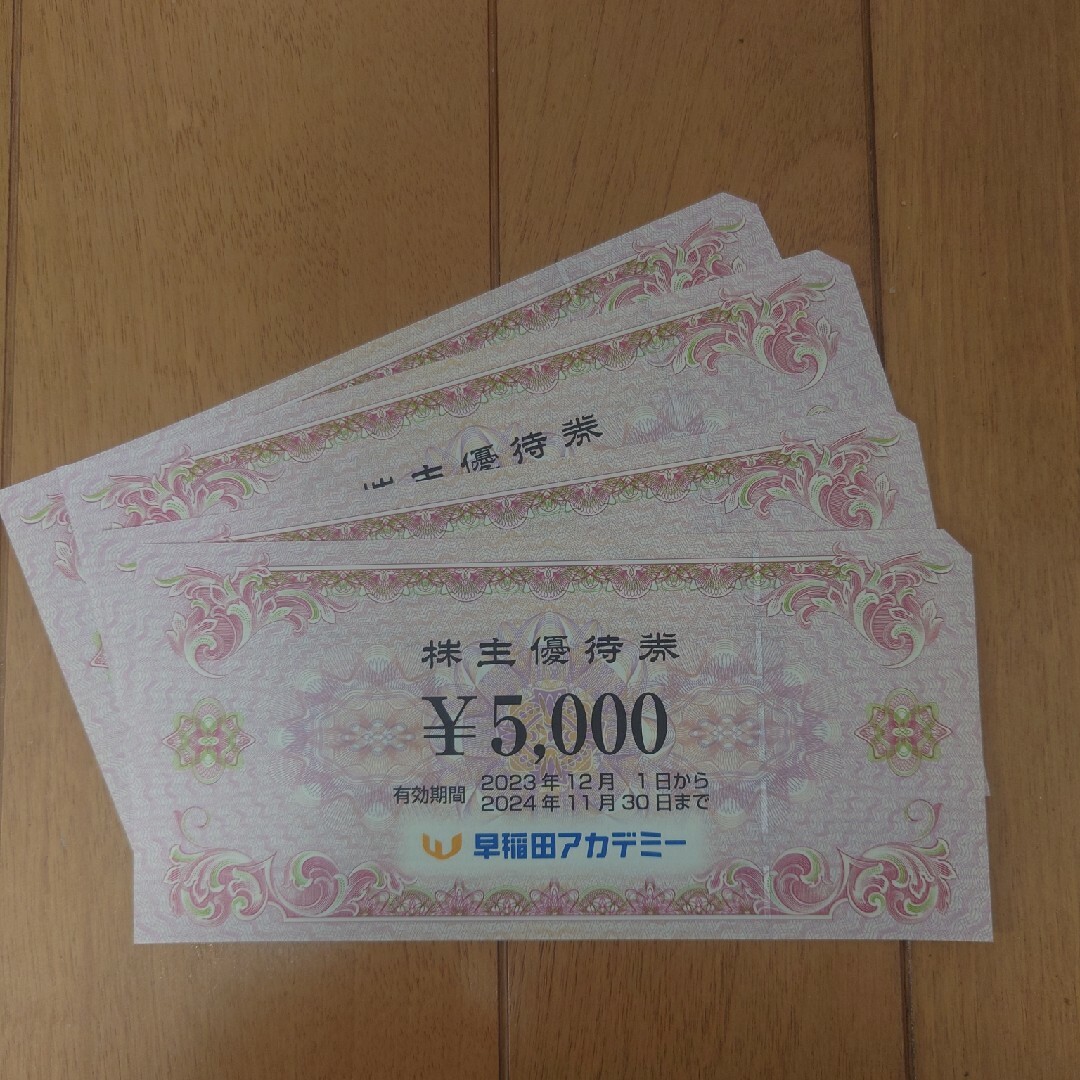 早稲田アカデミー株主優待券　20000円分 チケットの優待券/割引券(その他)の商品写真