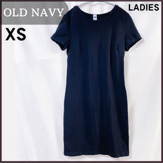 オールドネイビー(Old Navy)のオールドネイビー 半袖 Tシャツワンピース 膝丈 ブラック GAP 無地 XS(ひざ丈ワンピース)