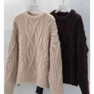 na.e Cable Warm Knit Brown ナエ　ケーブルニット(ニット/セーター)