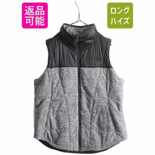 ザノースフェイス(THE NORTH FACE)のUS企画 ノースフェイス 中綿 ナイロン ストレッチ ベスト レディース XL The North Face フルジップ ハイネック 重ね着 大きいサイズ 黒 灰(ベスト/ジレ)