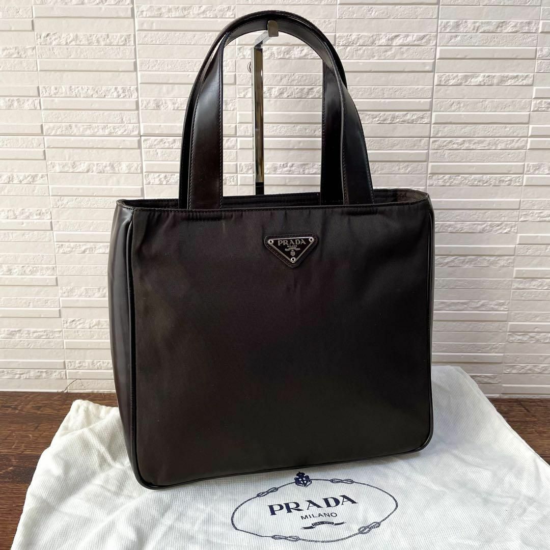 希少✨ PRADA ナイロン レザー トートバッグ 三角ロゴプレート 希少✨ PRADA ナイロン レザー トートバッグ 三角ロゴプレート