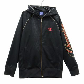 チャンピオン(Champion)のチャンピオン 総柄 フードジャケット M ブラック Champion メンズ 古着 【240210】(その他)