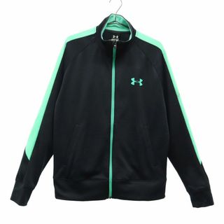 アンダーアーマー(UNDER ARMOUR)のアンダーアーマー 総柄 トラックジャケット SM ブラック UNDER ARMOUR スポーツ トレーニング ウォームアップ ロゴプリント メンズ 古着 【240210】(その他)