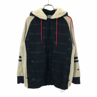 チャンピオン(Champion)のチャンピオン ボアフード 中綿ジャケット M ネイビー×グレー Champion レディース 古着 【240210】(ダウンジャケット)