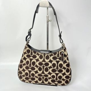 コーチ(COACH)の【美品】コーチ　シグネチャー　レザー×ウール　ワンショルダーバッグ　ハンドバッグ(ショルダーバッグ)