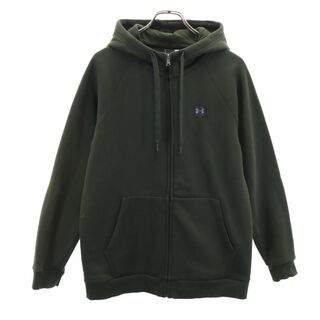 アンダーアーマー(UNDER ARMOUR)のアンダーアーマー 長袖 ジップパーカー XL カーキ系 UNDER ARMOUR 裏起毛 メンズ 古着 【240210】(パーカー)