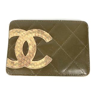 シャネル(CHANEL)のシャネル CHANEL CC ココマーク カンボンライン パスケース 名刺入れ カードケース レザー カーキ(パスケース/IDカードホルダー)