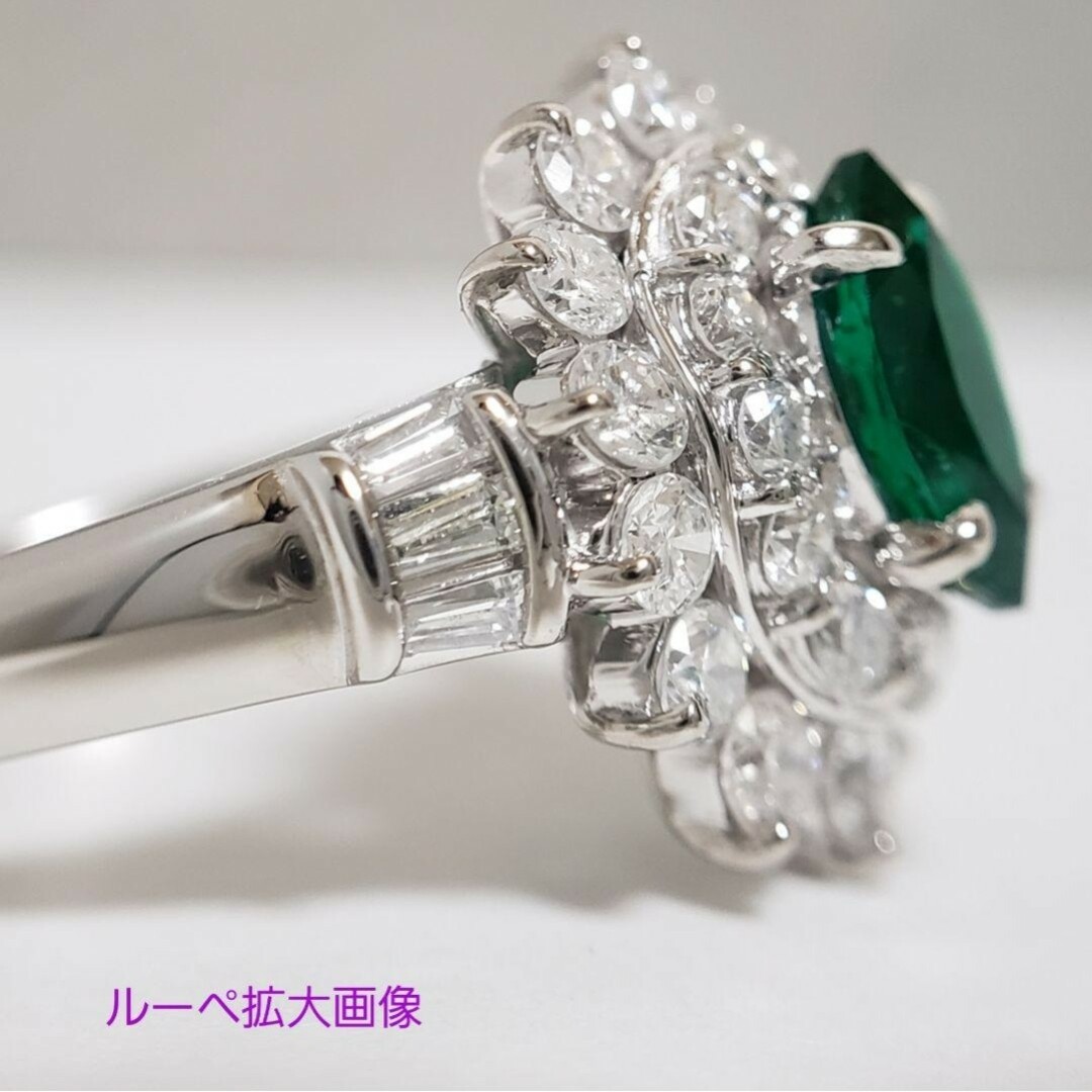 PT 天然エメラルド 0.62ct 天然ダイヤ 1.10ct デザインリング レディースのアクセサリー(リング(指輪))の商品写真