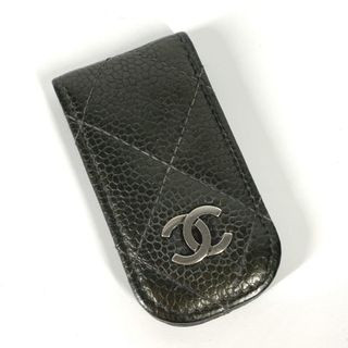 CHANEL - シャネル CHANEL CC ココマーク マトラッセ キルティング 財布 マネークリップ キャビアスキン カーキ