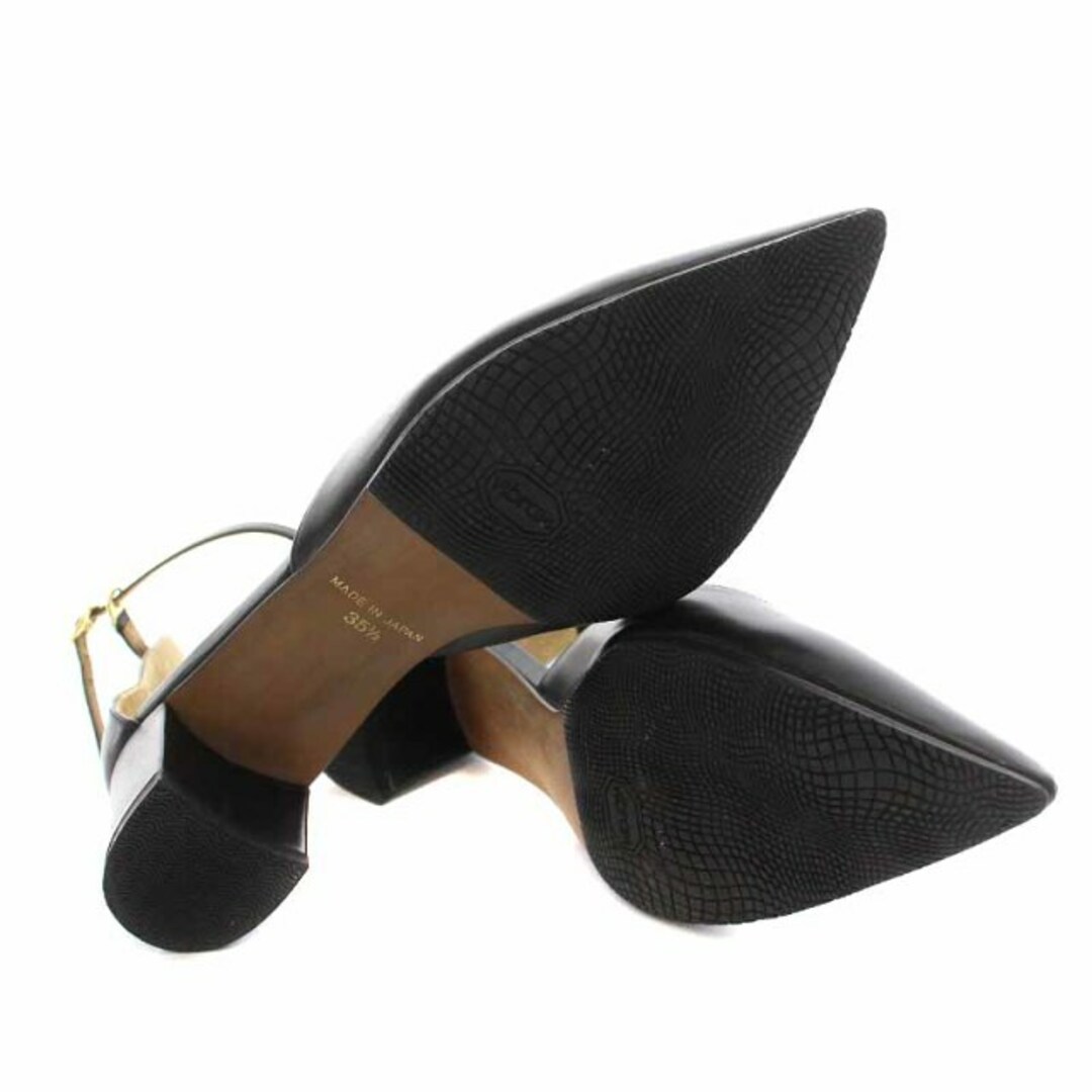 UNITED ARROWS(ユナイテッドアローズ)のユナイテッドアローズ ストラップパンプス レザー ポインテッドトゥ 黒 レディースの靴/シューズ(ハイヒール/パンプス)の商品写真