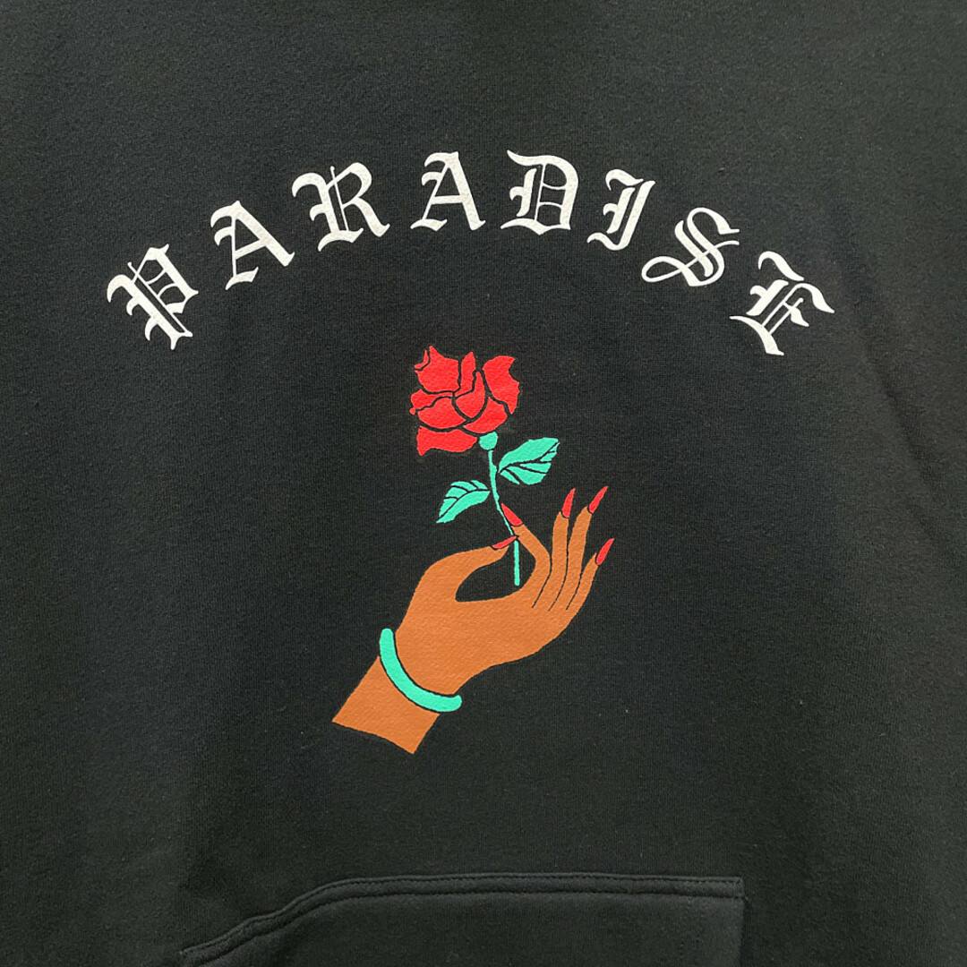 PARADISE NYC パラダイス ローズ 薔薇プリント スウェット パーカー ブラック サイズL 正規品 / B4974