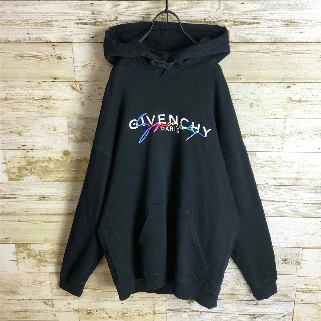 GIVENCHY(ジバンシィ)のGIVENCY ジバンシー パーカー シグネチャー刺繍 ロゴ入り 美品 メンズのトップス(パーカー)の商品写真