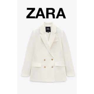 ザラ(ZARA)の新品【ZARA】テーラードジャケットダブルSホワイトブレザー(テーラードジャケット)