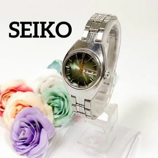 セイコー(SEIKO)の【動作良好】a19 SEIKO グリーン　自動巻き シンプル(腕時計)