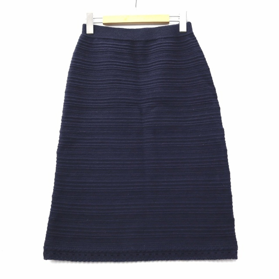 STRAWBERRY-FIELDS(ストロベリーフィールズ)のストロベリーフィールズ ウールブレンド ゴムウエスト ニット スカート ネイビー レディースのスカート(ひざ丈スカート)の商品写真
