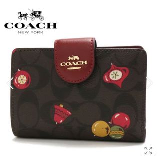 COACH - コーチ クリオ 財布 二つ折り レザー ベルト装飾 紺 ネイビー